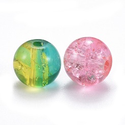 5 Colors Spray Painted & Baking Paint Crackle Glass Beads&nbsp;CCG-X0010-09-8mm