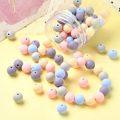 シリコンビーズ  DIYネックレスとブレスレットの作り方  ラウンド  淡いターコイズ  9.5~12mm  穴：2mm  5色  18個/カラー&nbsp;SIL-YW0001-40A