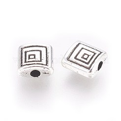 チベット銀ビーズ  鉛フリー＆カドミウムフリー  長方形  アンティークシルバー  約6mm長  6 mm幅  厚さ3mm  穴：1.5mm&nbsp;LFH10150Y