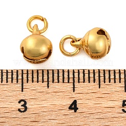 ラックメッキ真鍮チャーム  丸カン付き  カドミウムフリー＆鉛フリー  長持ちメッキ  ベル型  18KGP本金メッキ  8x6mm  穴：2mm&nbsp;KK-Z070-05G