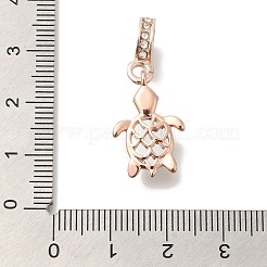 ラック メッキ 合金 ラインストーン ヨーロピアン ダングル チャーム  ガラスの亀の大きな穴のペンダント  鉛フリー＆カドミウムフリー  ライトゴールド  ホワイト  30mm  穴：5mm&nbsp;FIND-H005-45KCG-03
