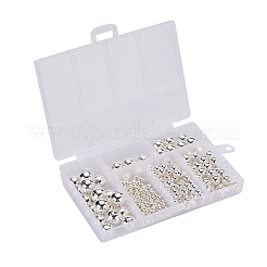497個5スタイルabsプラスチックビーズ  ラウンド  銀メッキ  4~12x3.5~11.5mm  穴：1.2~2mm&nbsp;OACR-YW0001-10B