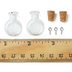 6 個のクリアミニ高ホウケイ酸ガラスボトルビーズ容器  ウィッシングボトル  コルク栓付き  20本の鉄ネジアイピンペグベイル付き  ボトル  2.6x1.9cm&nbsp;AJEW-FS0001-09A