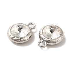 ガラスチャーム  ラックメッキプラチナ合金パーツ  ニッケルフリー  フラットラウンドのチャーム  透明  15x11.5x6mm  穴：2mm&nbsp;PALLOY-O106-21P-01