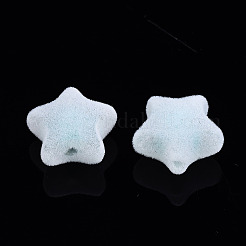 フロッキーアクリルビーズ  二層ビーズ  スター  淡いターコイズ  15x16x9mm  穴：2mm&nbsp;LS-X-MACR-S275-25B-02
