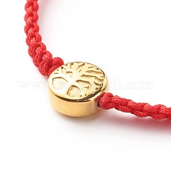 Tree of Life Flat Round Beads Braided Bead Bracelet&nbsp;BJEW-JB06658-02