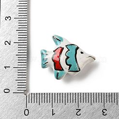 手作りの陶器ビーズ  手描きの陶器ビーズ  魚  ファミーユは磁器バラ  ミックスカラー  17.5x21x7mm  穴：1.8mm&nbsp;PORC-Z006-01