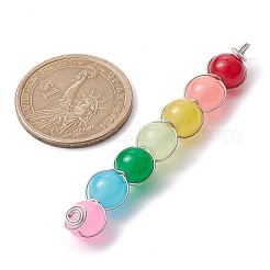 Colorful Imitation Jade Glass Round Bead Pendants&nbsp;PALLOY-JF02449-02