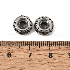 316サージカルステンレスビーズ  花柄とロンデル  アンティークシルバー  9.5x4.5mm  穴：3mm&nbsp;SA-CBA1C2C-02AS