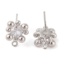 真鍮製スタッドピアスパーツ  ループの花  プラチナ  12x9.5mm  穴：1.2mm  ピン：0.8mm&nbsp;LS-KK-N256-10P