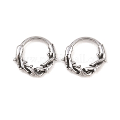 316ステンレススチール軟骨ピアス  フープノーズリング  アンティークシルバー  スパイク  13x13.5x2mm&nbsp;AJEW-C044-16D-AS