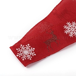 クリスマス黄麻布リボン  ヘシアンリボン  ジュートリボン  服飾材料  レッド  50x0.4mm  約2 M /バンドル&nbsp;SRIB-WH0006-15C