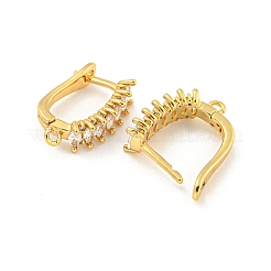 Rack Plating Brass Micro Pave Cubic Zirconia Hoop Earring Findings&nbsp;LS-EJEW-C102-19G