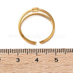 304ステンレススチール製マイクロパヴェキュービックジルコニアカフオープンリング  正方形  18KGP本金メッキ  8mm  内径：17mm&nbsp;CU-CBA3A85-01G