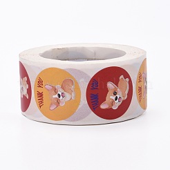 Flat Round Paper Thank You Stickers&nbsp;DIY-C042-12F