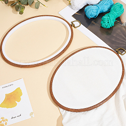 PP＆PVCプラスチック製模造木製クロスステッチ刺繍枠  合金吊りリング付き  裁縫用具アクセサリー  オーバル  269mm  ペンダント：235x176x9mm&nbsp;DIY-WH20055-058B-03