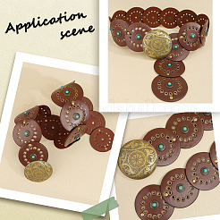 Vintage Alloy & Synthetic Turquoise & PU Leather Disc Coin Waist Belts for Men&nbsp;AJEW-WH0816-102AB