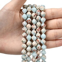 合成寿山石ビーズ連売り  スターカットラウンドビーズ  多面カット  淡いターコイズ  9~10x9~10x9~10mm  穴：1~1.4mm  約38~40個/連  14.88''（15.08''センチメートル）&nbsp;G-Z119-A01-03B