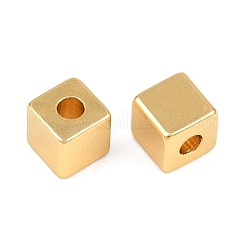 真鍮ビーズ  キューブ  ラックめっき  長持ちメッキ  カドミウムフリー＆鉛フリー  18KGP本金メッキ  5x5x5mm  穴：2mm&nbsp;KK-H292-45G-01