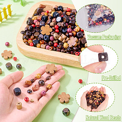 360Pcs 18 Styles Wood Beads&nbsp;WOOD-TA0002-75