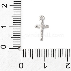 真鍮製チャーム  カドミウムフリー＆ニッケルフリー＆鉛フリー  クロス  プラチナ  11.5x6x1.5mm  穴：1.2mm&nbsp;KK-V016-21A-P