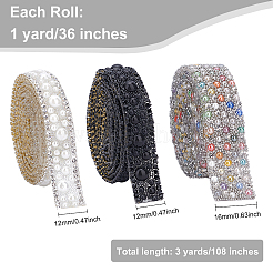 3Yards 3 Style Plastic Glitter Hotfix with Resin Rhinestone&nbsp;DIY-BC0003-35