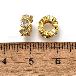 Brass Micro Pave Clear Cubic Zirconia European Beads&nbsp;ZIRC-I070-093G
