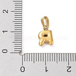 316lサージカルステンレススチールチャーム  レターチャーム  ゴールドカラー  文字r  10x6.5x2.5mm  穴：2.5x4.5mm&nbsp;LS-STAS-G315-01G-R