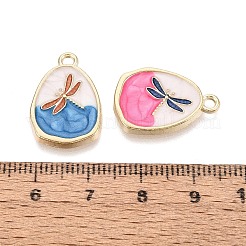 合金エナメルチャーム  涙滴とトンボのチャーム  ライトゴールド  ミックスカラー  21x14x2mm  穴：1.8mm&nbsp;ENAM-N069-11KCG