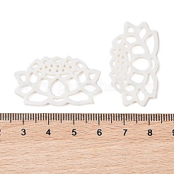 天然ホワイトシェル彫刻カボション  中空の花  貝殻色  20x34.5x2mm&nbsp;SSHEL-C012-07