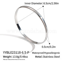 女性用ミニマリスト304ステンレススチールプレーンバングル  ステンレス鋼色  内径：2-1/2インチ（6.5cm）&nbsp;LW8407-2