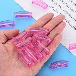 透明なアクリルビーズ  カーブチューブ  カメリア  36x13.5x11.5mm  穴：4mm  約148個/500g&nbsp;MACR-S372-001C-011