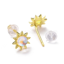 925 Sterling Silver Sunflower Stud Earring Findings&nbsp;EJEW-M202-03G
