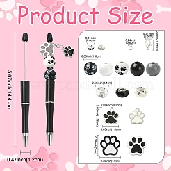 犬の足跡ビーズペンのDIY製作セット  ABSプラスチックボールペンを含む  ウッドビーズ  合金エナメルチャーム  ガラスヨーロピアンビーズ  ミックスカラー  148x12mm&nbsp;DIY-YW0017-35