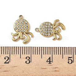 304ステンレススチールラインストーンペンダントイオンプレーティング（IP）  クラゲ  18KGP本金メッキ  14.5x10.5x2mm  穴：1.2mm&nbsp;STAS-V015-06G