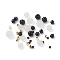 DIYラウンドビーズブレスレット作成キット  丸い腹筋プラスチックビーズとアクリルビーズを含む  ロンデル不透明ソリッドカラーガラスビーズ連売りと弾性クリスタルスレッド  ブラック  ビーズ：約692個/セット&nbsp;DIY-YW0004-32