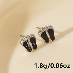 304ステンレススチールの誇張されたフットプリントスタッドピアス  銀  10x3.9mm&nbsp;BU6703-1