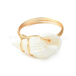 Natural Spiral Shell Finger Rings&nbsp;RJEW-TA00167