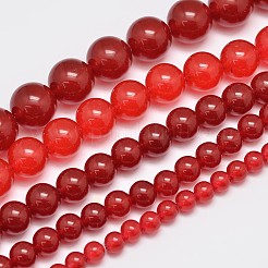 天然石&染め加工マレーシアジェイドビーズ連売り  模造赤瑪瑙  ラウンド  レッド  10mm  穴：1.0mm  約38個/連  15インチ&nbsp;G-A146-10mm-A02