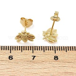 真鍮製スタンドピアス  ミツバチ  18KGP本金メッキ  7x9.5mm&nbsp;EJEW-R032-01G