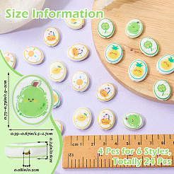 24Pcs 6 Colors Printed Handmade Porcelain Beads&nbsp;PORC-SZ0001-65