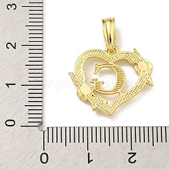 ハート真鍮のペンダント  長持ちメッキ  カドミウムフリー＆鉛フリー  18KGP本金メッキ  文字g  18x20x3mm  穴：3.5x7mm&nbsp;KK-I714-04G-G