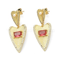 Heart Clear Cubic Zirconia Dangle Stud Earrings&nbsp;EJEW-F311-03G