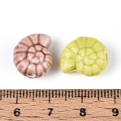 ハンドメイドの磁器セラミックビーズ  光沢釉の磁器  シェル形状  ミックスカラー  14x12x7.5~8mm  穴：2~2.5mm&nbsp;X-PORC-T133-25M