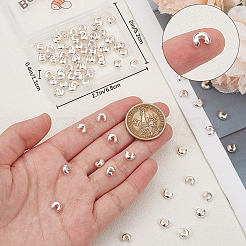 真鍮製つぶし玉カバーカシメ玉カバー  口を開けたラウンド  銀  5.5x6.5x3.5mm  穴：2mm  100pc&nbsp;FIND-BBC0015-79C