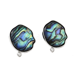 304 Stainless Steel Pave Natural Paua Shell Stud Earring Findings&nbsp;STAS-Z125-03P