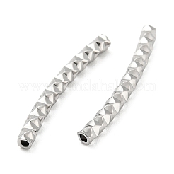 変色しない304ステンレススチールチューブビーズ  ダイヤモンドカット  カーブチューブ  ステンレス鋼色  20x2mm  穴：1mm&nbsp;STAS-B047-29B-P