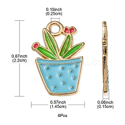 6Pcs 6 Colors Alloy Enamel Pendants&nbsp;ENAM-YW0002-47