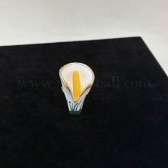 女性用合金エナメルカフオープンリング  花  ステートメントリング  ゴールドカラー  オレンジ  USサイズ 4 1/4(15mm)~20mm&nbsp;WG1B8A2-01