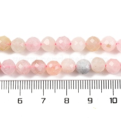 天然石モルガナイトビーズ連売り  多面カット  ラウンド  6mm  穴：1mm  約65個/連  15.35インチ（39cm）&nbsp;G-F770-C09-05